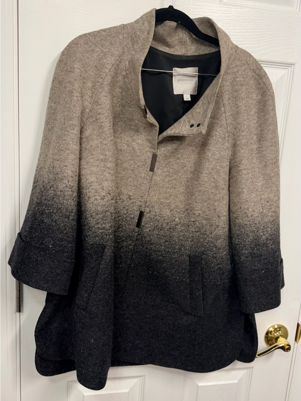 Nordstrom Ombre Wool-Blend Cape Coat in Gray and Black